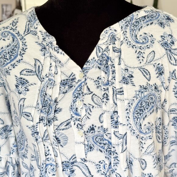 Ralph Lauren "RLL Embroidered Tunic Top – White & Blue Paisley Print, Boho sz(S) - Picture 5 of 10